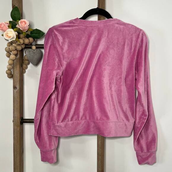 Juicy Couture Sleep Pink Jeweled Velour Sweatshirt Size Medium - Picture 3 of 6